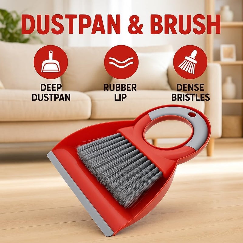 Mini Dustpan and Brush Set, Compact Handheld Broom for Desk, Table, Keyboard, Car and Office Cleaning, Easy-Storage ABS Design - Image 2