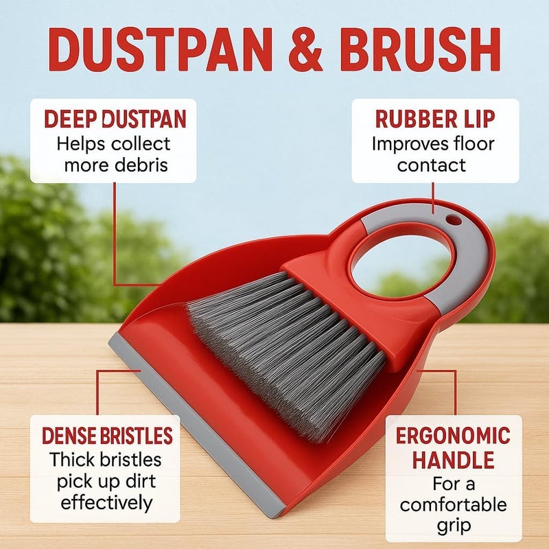 Mini Dustpan and Brush Set, Compact Handheld Broom for Desk, Table, Keyboard, Car and Office Cleaning, Easy-Storage ABS Design - Image 3