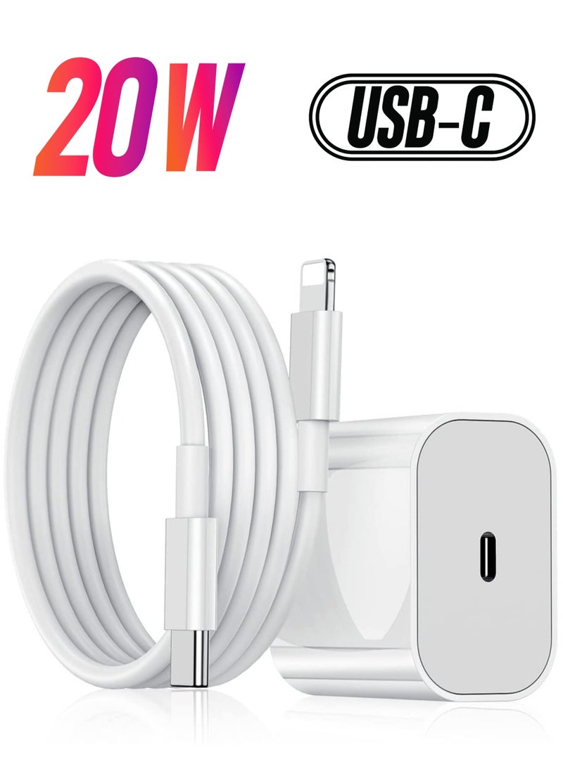 ELTRAZONE - 20W Fast iPhone Charger PD 3.0 USB C Charger Adapter with USB C Cable Compatible for iPhone Charger 13, 12, 11, Mini, X Series and Later (Charger) - Image 1