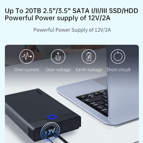 SSK 3.5 External Hard Drive Enclosure USB 3.0 to SATA Lay-Flat Tool-Free Case Dock for 3.5 2.5 inch SSD/HDD up to 20TB Hard Drive Docking Station Supports UASP Trim - Image 2