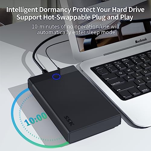SSK 3.5 External Hard Drive Enclosure USB 3.0 to SATA Lay-Flat Tool-Free Case Dock for 3.5 2.5 inch SSD/HDD up to 20TB Hard Drive Docking Station Supports UASP Trim - Image 5