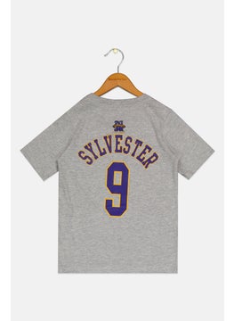 Space Jam Kids Boy Tune Squad Slyvester Short Sleeves T-Shirt, Grey  - Image 1
