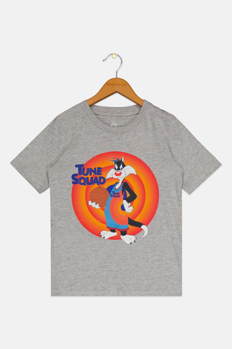 Space Jam تي شيرت قصير الأكمام للأولاد من فريق تون سلايستار، رمادي - Image 2