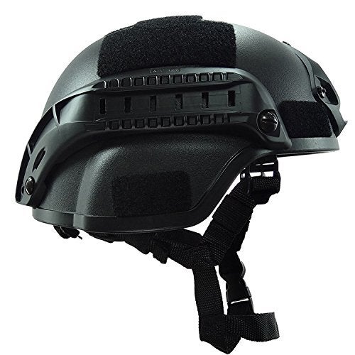 ATAIRSOFT Tactical Airsoft Paintball MICH 2000 Helmet with Side Rail & NVG Mount Black - Image 3