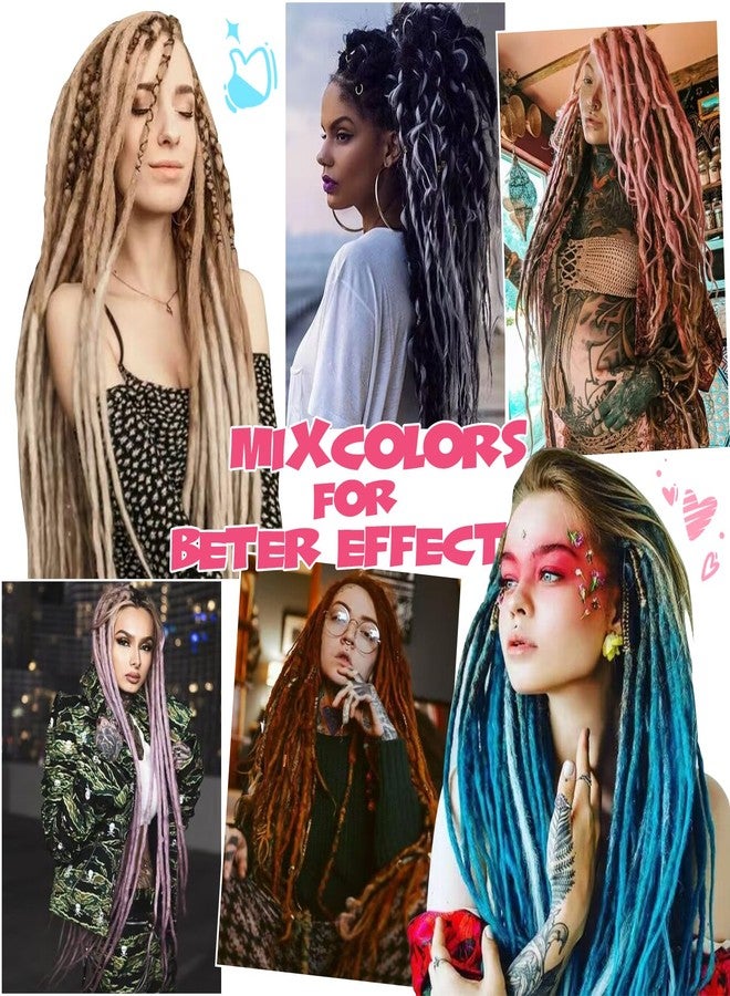 SuyiIRL Dreadlock Extensions 24inch Pink Double Ended Dreadlocks Extensions 15 Strands Straight Synthetic Dreads Extensions 0.6cm Locs Extensions Boho Reggae Style Crochet Braiding Hair For Women And Men - Image 5