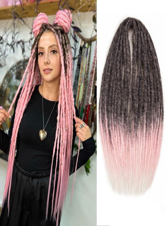 SuyiIRL Dreadlock Extensions 24inch Pink Double Ended Dreadlocks Extensions 15 Strands Straight Synthetic Dreads Extensions 0.6cm Locs Extensions Boho Reggae Style Crochet Braiding Hair For Women And Men - Image 1