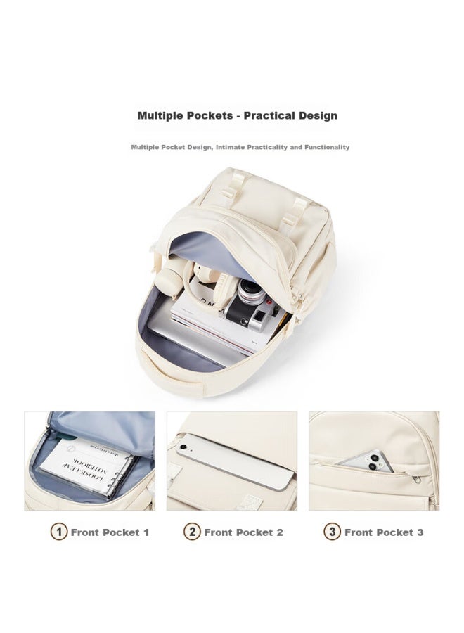 Landcase Backpack For High School And Middle School Girls, High Value Style Cute Backpack, Large Capacity Double Shoulder Bag 3979 White - Image 2