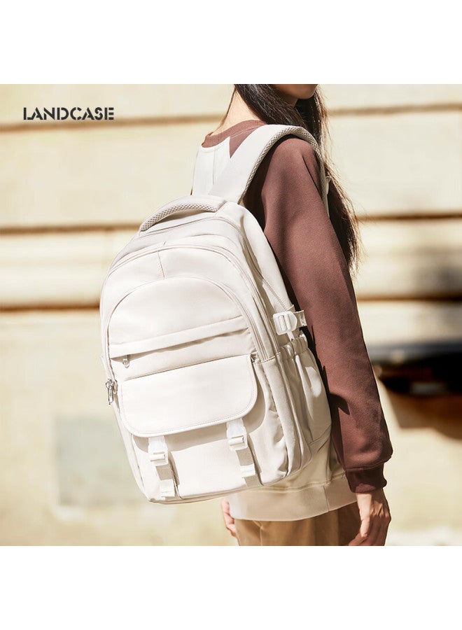 Landcase Backpack For High School And Middle School Girls, High Value Style Cute Backpack, Large Capacity Double Shoulder Bag 3979 White - Image 5