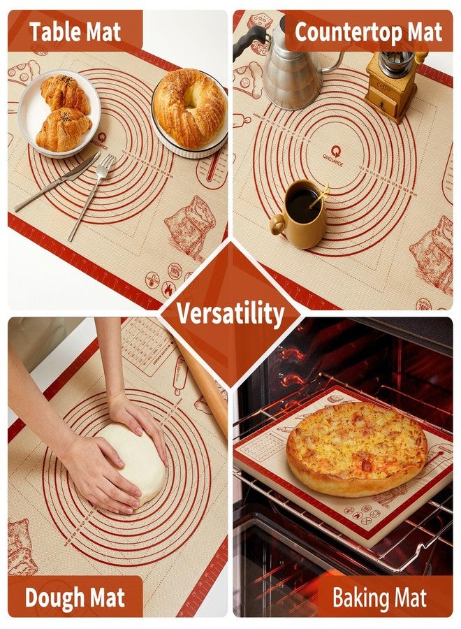 Quellance Silicone Baking Pastry Dough Mat - 26x16Inch Extra Large Cookie Bread Rolling Mats Sheet, Nonstick Kitchen Counter Kneading Board, Thick Reusable Pie Cookies Pizza Fondant Making Matt with Measurement - Image 4