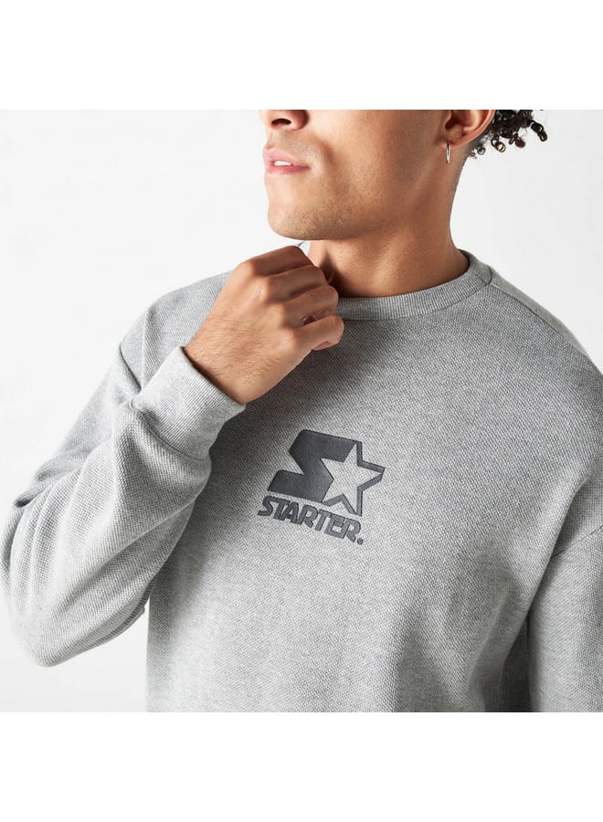 STARTER Starter Logo Print Pique Sweatshirt with Long Sleeves  - Image 4