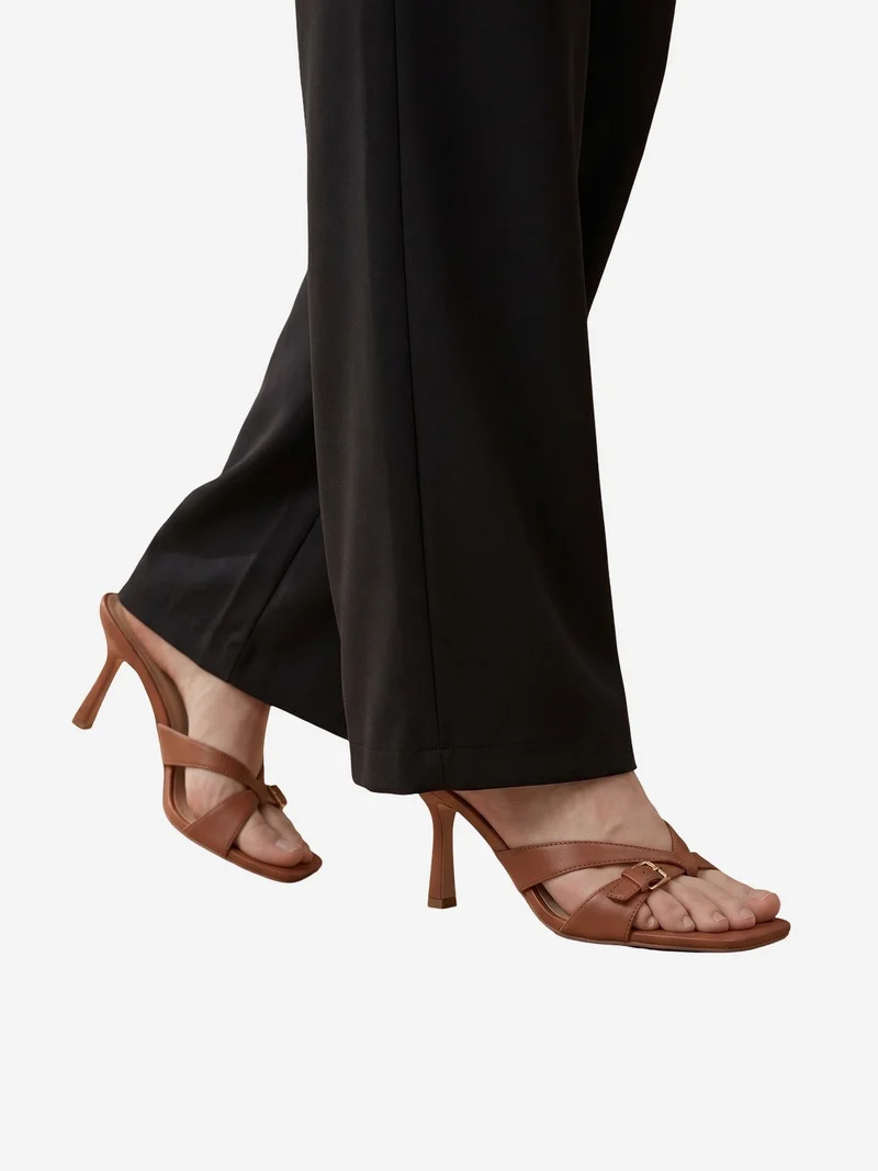 My Fashion Black MY FASHION High-Waist Wide-Leg Crepe Trousers for Women | Best Price UAE