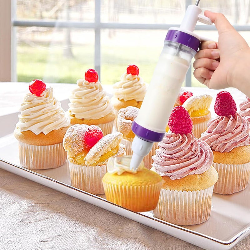 JAYVAR Dessert Decorating Syringe Set, Icing Dispenser Tool, Dessert Decorator Pro with 7 Icing Nozzles for Pushes Icing to Decorate Baked, Cake Decorating Gun for Frosting Cream to Make Cupcakes - Image 5