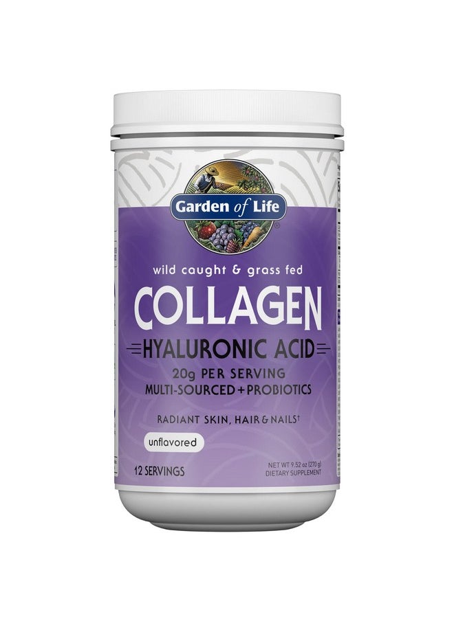 Garden of Life Marine & Grassfed Collagen Peptides Powder Supplement (Type I Iii) With Probiotics Bcaas & Hyaluronic Acid For Radiant Hair Skin & Nails Unflavored 20G Per Serving 12 Servings  - Image 2