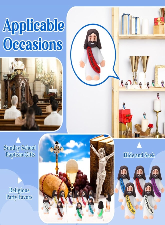 Bememo 50 Pcs Little Jesus Figurines God Bless You Small Rubber Jesus Toys Doll Easter Egg Stuffer Religious Prefilled Craft for Baptism Sunday School(Multicolor) - Image 4