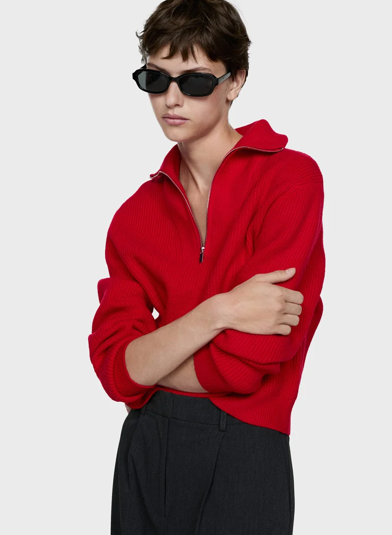 مانجو Casual Zip Neck Sweater