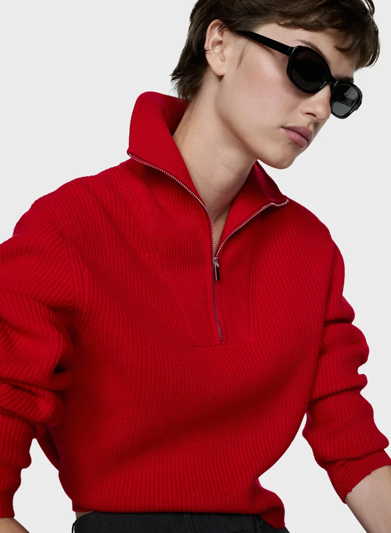مانجو Casual Zip Neck Sweater