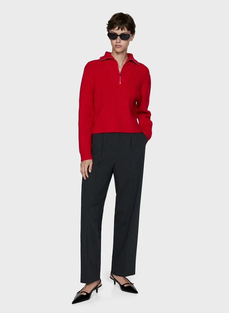 مانجو Casual Zip Neck Sweater