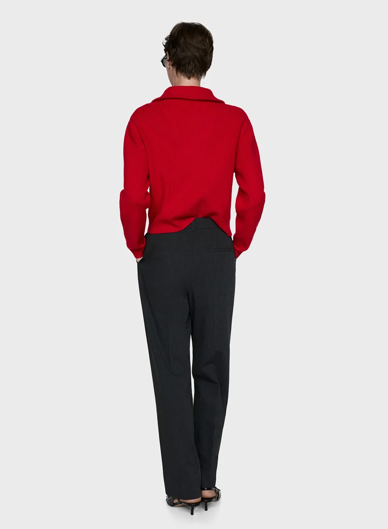 مانجو Casual Zip Neck Sweater