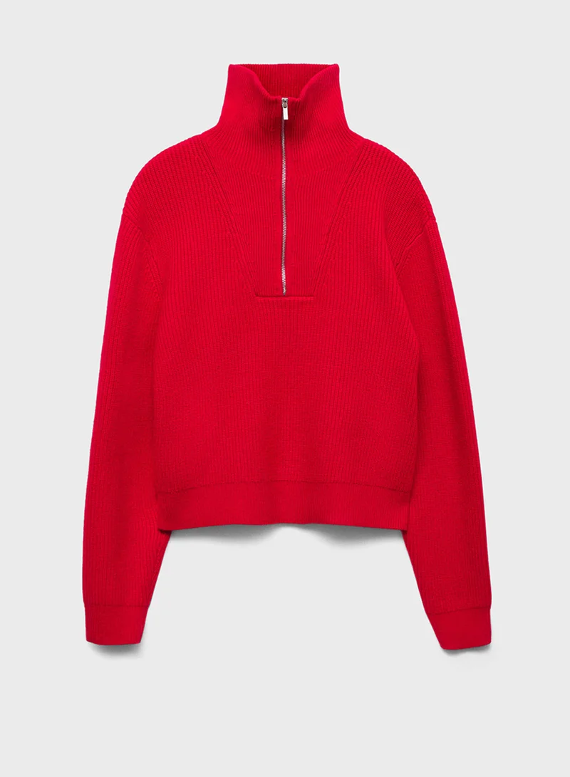مانجو Casual Zip Neck Sweater