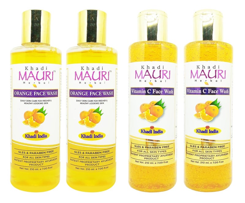 Khadi Mauri Vitamin C  Orange face wash  Pack of 4 840ml - Image 1