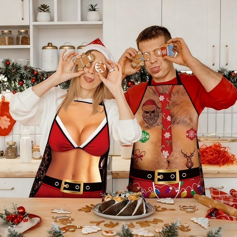 XC Christmas Creative Funny Apron Set - Waterproof & Oil-Resistant Gift for Holiday Decor - Image 1