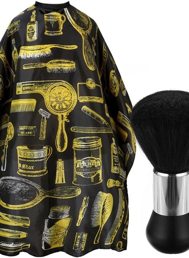 Borogo Professional Hair Cutting Cape with Neck Duster Brush, Salon Barber Cape, Hairdressing Accessories Yellow Stripe - Image 1