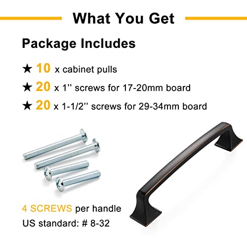 BEROSSA 10 Pack 3 Inch, Oil Rubbed Bronze Drawer Pulls Brushed Bronze Kitchen Cabinet Handles, 2030 Square Foot Bronze Hardware for Cabinets Drawers Bedroom Dresser Bathroom Vanity Cupboard - Image 5