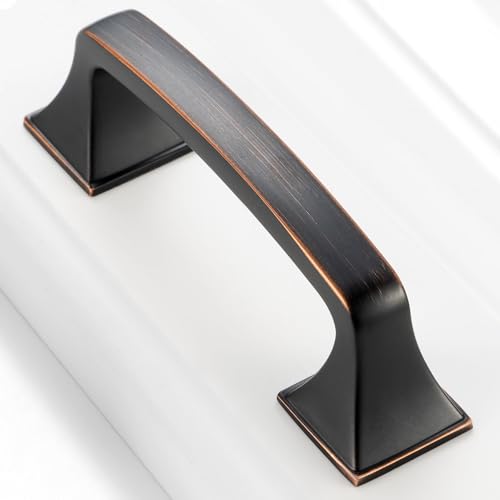 BEROSSA 10 Pack 3 Inch, Oil Rubbed Bronze Drawer Pulls Brushed Bronze Kitchen Cabinet Handles, 2030 Square Foot Bronze Hardware for Cabinets Drawers Bedroom Dresser Bathroom Vanity Cupboard - Image 1