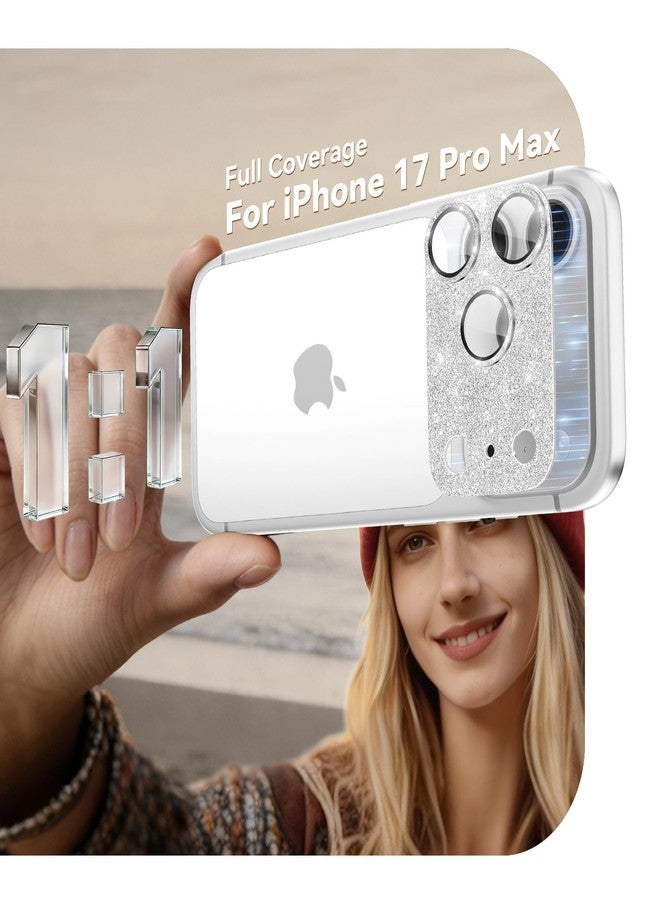 imluckies Compatible with iPhone 17 Pro Max Camera Lens Protector Bling, Ultra HD Tempered Glass Shiny Diamond Camera Plate Sparkle Screen Protection, 9H Anti-Scratch & Easy Install, Glitter Sliver - Image 2
