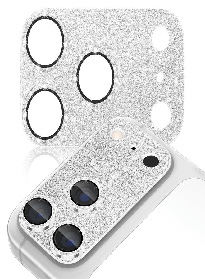 imluckies Compatible with iPhone 17 Pro Max Camera Lens Protector Bling, Ultra HD Tempered Glass Shiny Diamond Camera Plate Sparkle Screen Protection, 9H Anti-Scratch & Easy Install, Glitter Sliver - Image 1