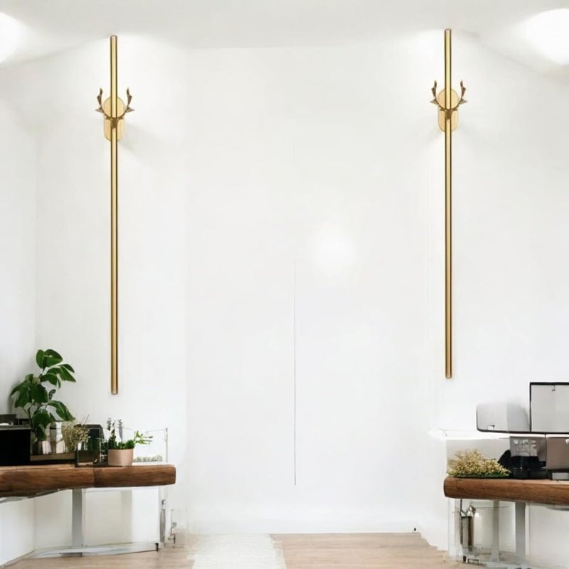 Glowave Glowave Royal Stag Metal 600mm LED Sleek Long Tube Deer Head Wall Light Tricolour White Warm White Natural White 2190 Gold Top Head - Image 5