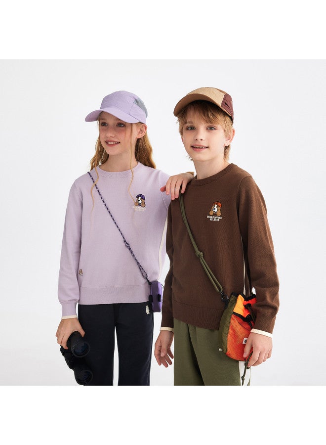 Hush Puppies Neutral Style Boys And Girls Autumn And Winter New Line Clothing Casual Versatile Children's Knitwear Junior High School Students New Year's Outfit - Image 2