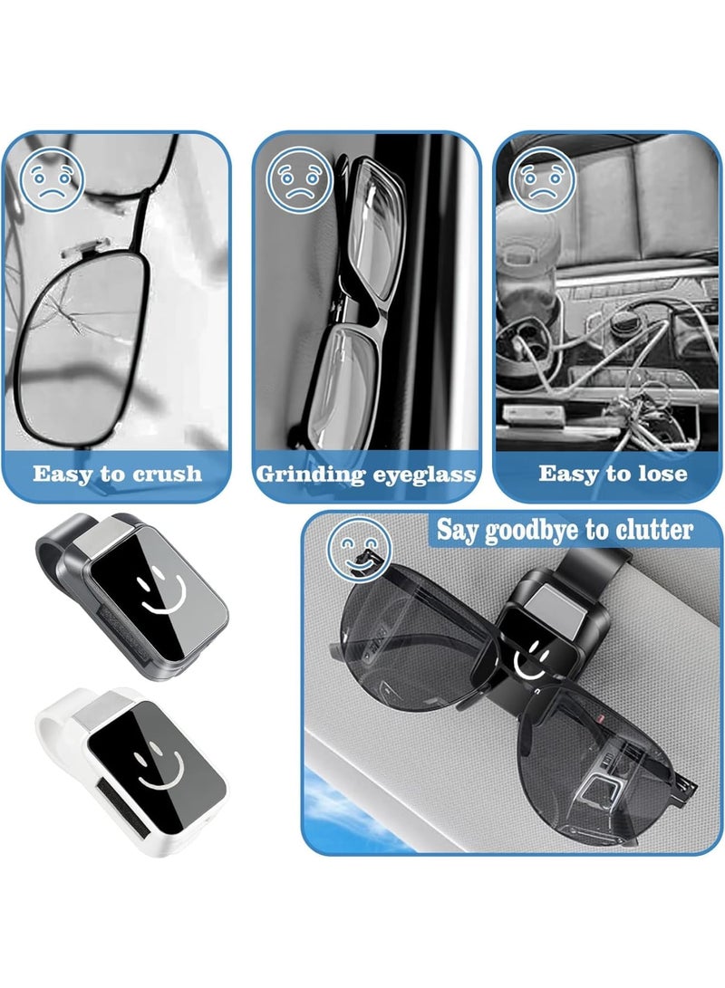 Car Sunglass Holder Clips for Visor Organizer, Universal Clip for Sunglasses, Eyeglasses, and Accessories Storage, Adjustable Visor Sunglasses Clip (2 Pack,Black u0026 White) - Image 2