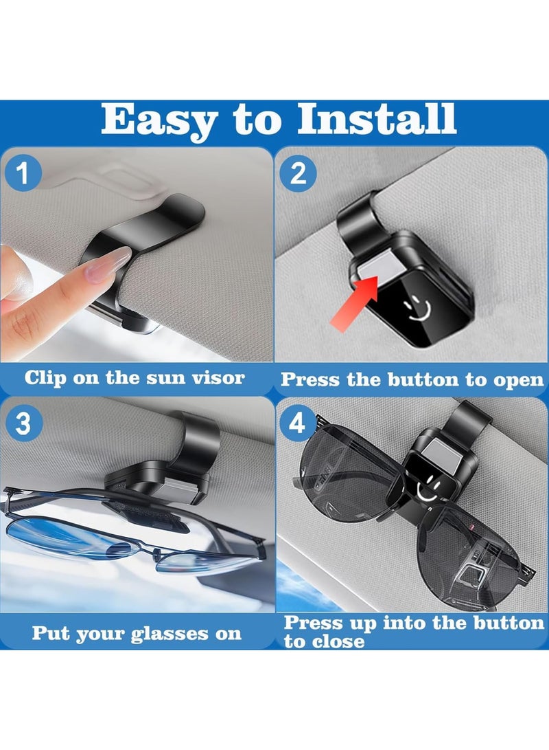 Car Sunglass Holder Clips for Visor Organizer, Universal Clip for Sunglasses, Eyeglasses, and Accessories Storage, Adjustable Visor Sunglasses Clip (2 Pack,Black u0026 White) - Image 5