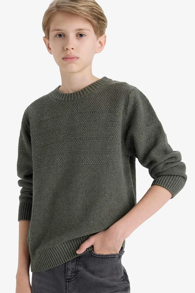 Defacto Boy Regular Fit Crew Neck Knitted Pullover