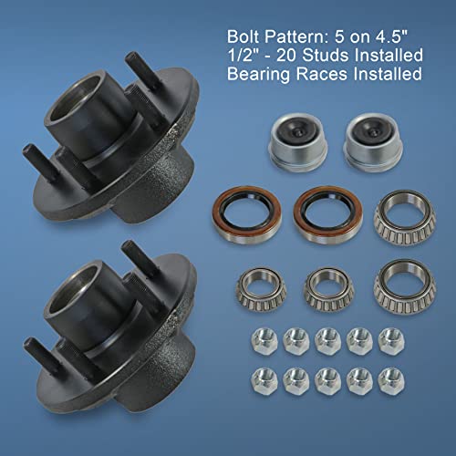 JDMSPEED Trailer Idler Hub Kits 5 on 4.5" for 3500 lbs Axle 1/2"-20 Thread 22017K Set of 2 - Image 5