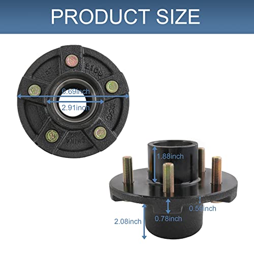 JDMSPEED Trailer Idler Hub Kits 5 on 4.5" for 3500 lbs Axle 1/2"-20 Thread 22017K Set of 2 - Image 4