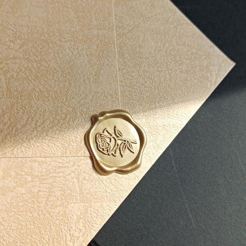 Pilloze 50 Pcs Gold Rose Wax Seal Stickers, Rose Envelope Wax Seal, Wedding Invitation Accessories, Easy to Use Gold Envelope Stickers with Good Adhesion - Image 4