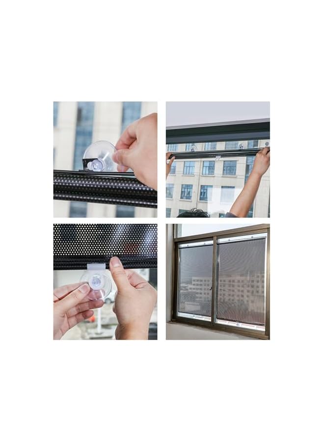 The Bros ستارة رول شفافة لحماية الشمس في الصيف، ستائر عازلة للحرارة وظل، ستارة شمسية قابلة للسحب بدون تثقيب، ستائر رول معتمة للنوافذ للمنزل، المكتب، السيارة (أسود، 68*125 سم) - Image 4