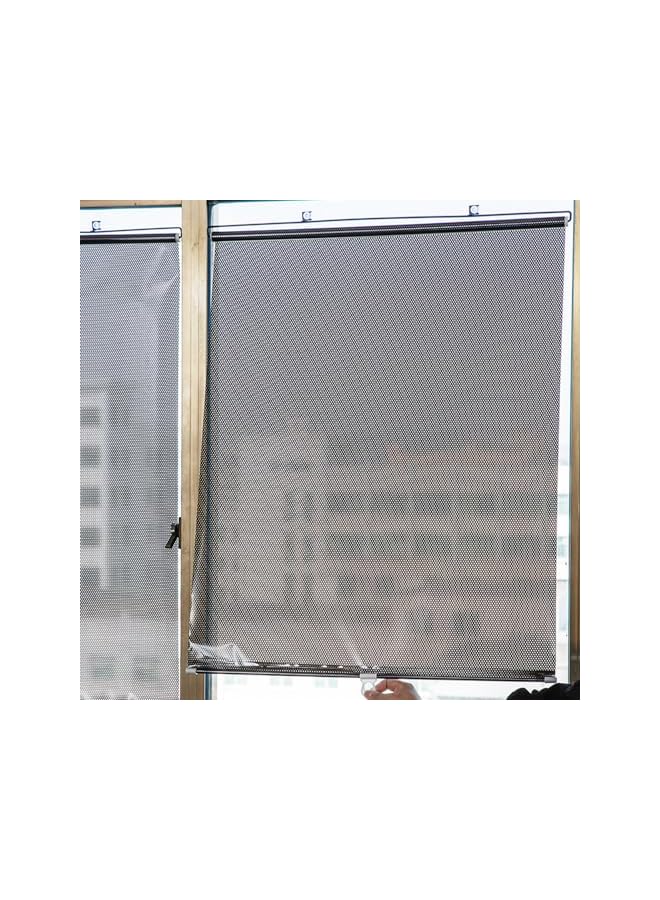 The Bros ستارة رول شفافة لحماية الشمس في الصيف، ستائر عازلة للحرارة وظل، ستارة شمسية قابلة للسحب بدون تثقيب، ستائر رول معتمة للنوافذ للمنزل، المكتب، السيارة (أسود، 68*125 سم) - Image 2