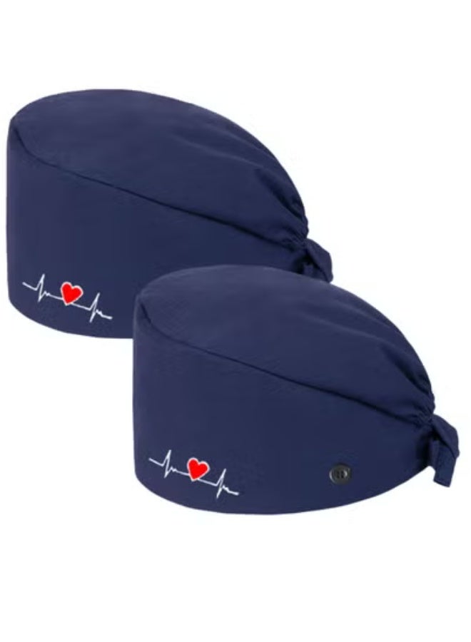 TLAXCA 2 Pack Surgical Caps Unisex Dental Stomatologist Operating Room Nurse Caps Adjustable Elastic Nursing Caps with ons and Sweatband Fluffy Cotton Hats - Image 1