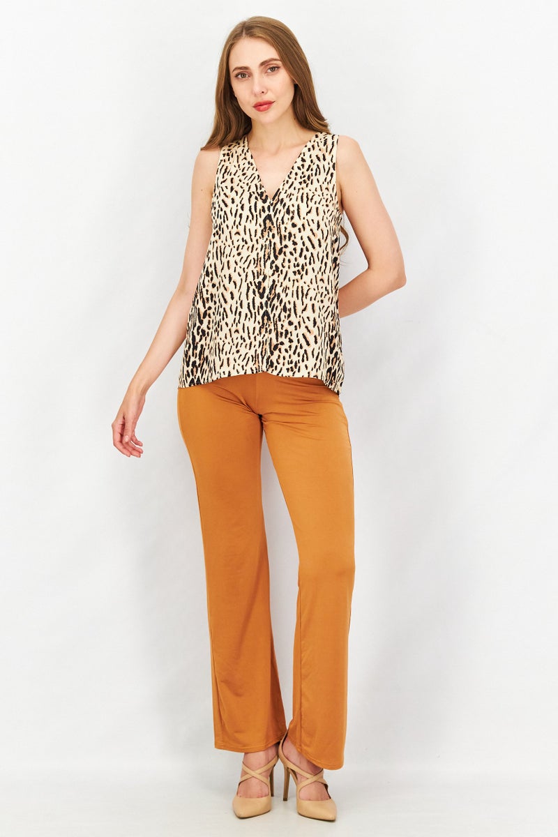 joie Women V-Neck Sleeveless Animal Print Top, Multicolor - Image 3