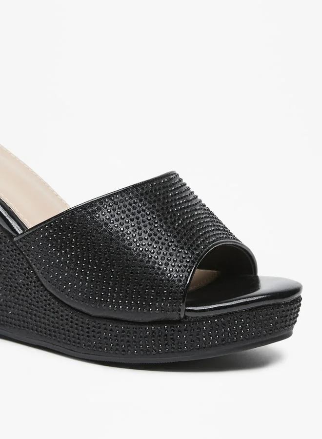 فلورا بيلا Women's Embellished Slip-On Sandals with Wedge Heels