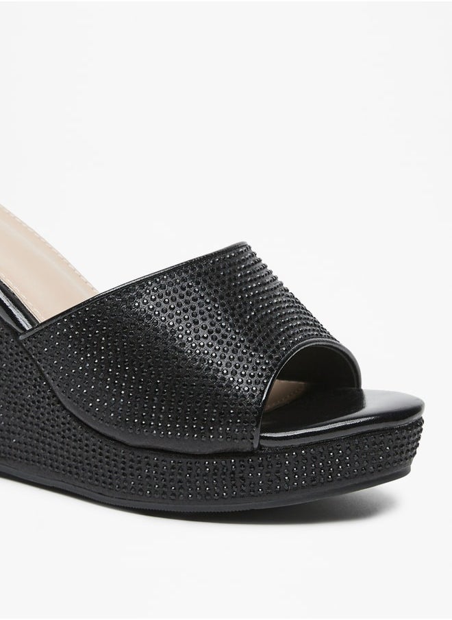 Flora Bella - Women's Embellished Slip-On Sandals with Wedge Heels - Image 1