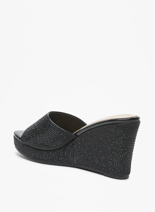 فلورا بيلا Women's Embellished Slip-On Sandals with Wedge Heels