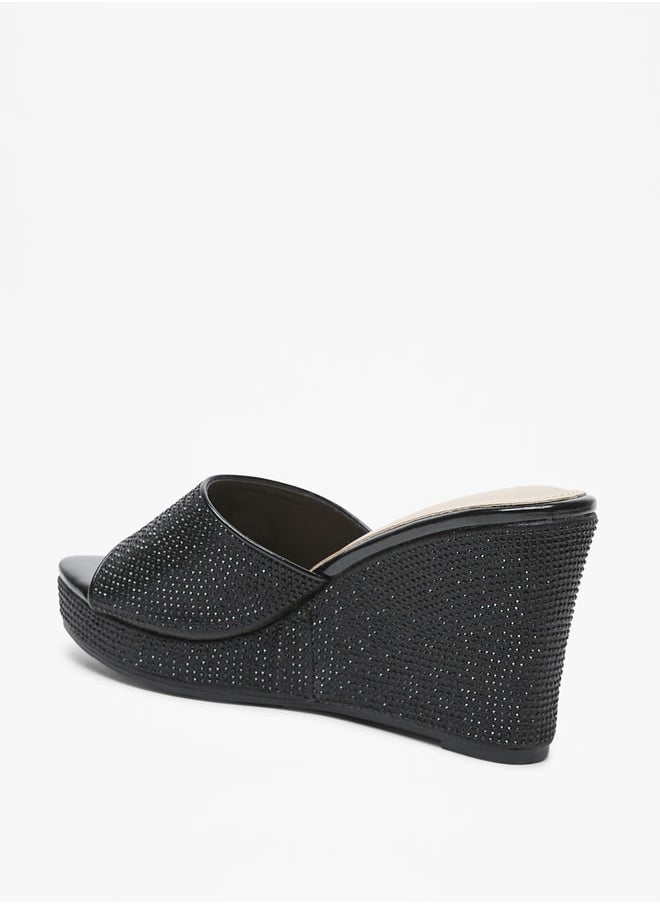 Flora Bella - Women's Embellished Slip-On Sandals with Wedge Heels - Image 1
