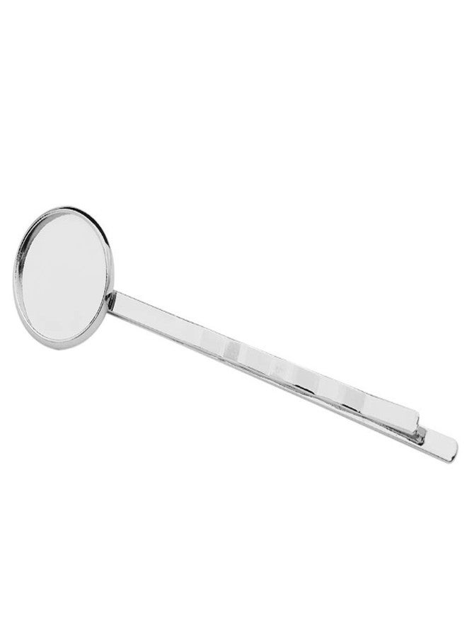 Teensery 20 Pcs Metal Bobby Pins Hair Clips Hairdressing Tools with Blank Round Tray for DIY Hair Accessories Making (Silver)