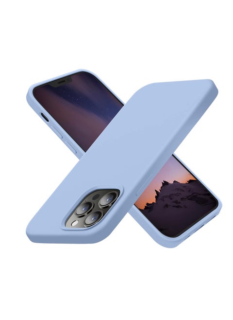 Silicone Shockproof Liquid Soft TPU Slim Back Cover for iPhone 13 Pro Max 6.7in LIGHT BLUE