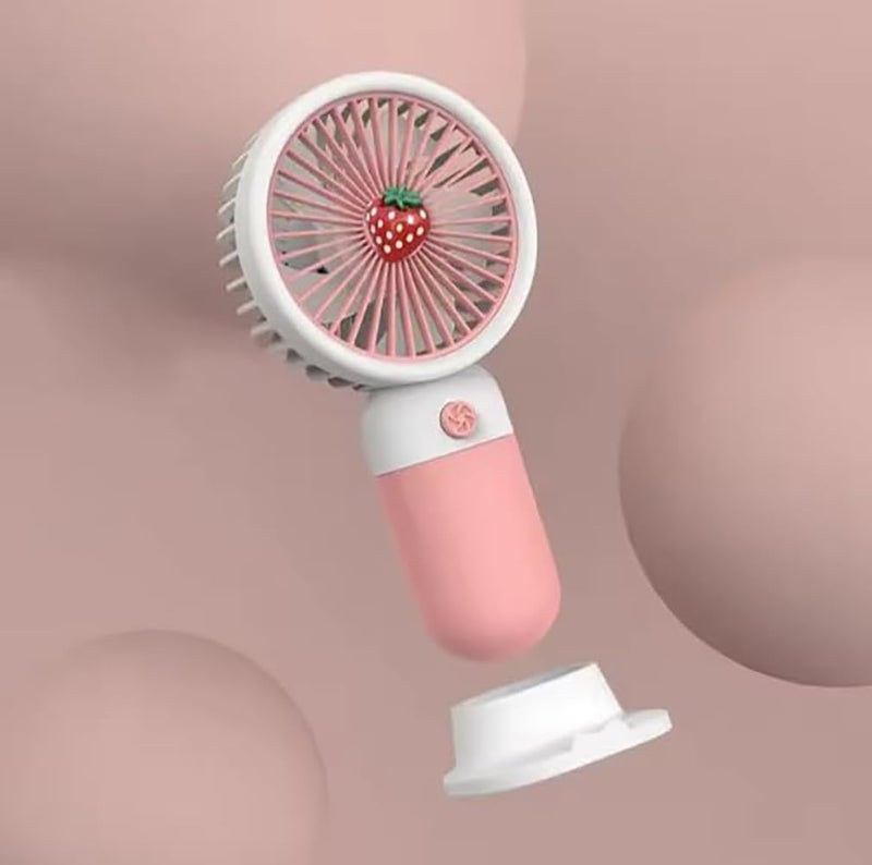 MIRADH Mini Handheld Fan (Upto 6 Hours Running) Rechargeable 2000 Mah Battery Operated Portable Fan, Desk Fan, Carry It Anywhere (Pink) - Image 1