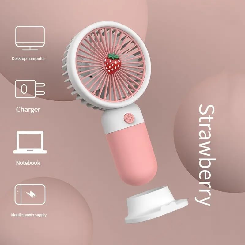MIRADH Mini Handheld Fan (Upto 6 Hours Running) Rechargeable 2000 Mah Battery Operated Portable Fan, Desk Fan, Carry It Anywhere (Pink) - Image 2
